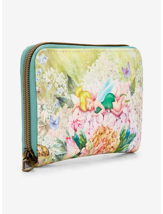 Loungefly Disney Peter Pan Tinker Bell Flowers Mini Zipper Wallet - US 7459