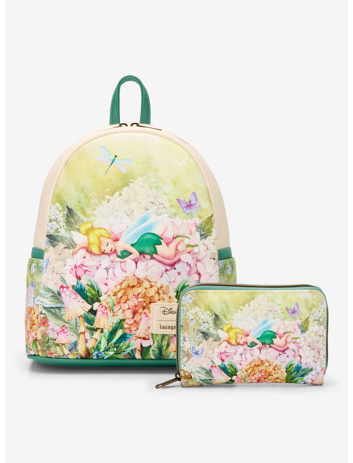 Loungefly Disney Peter Pan Tinker Bell Flowers Mini Zipper Wallet - US 7459