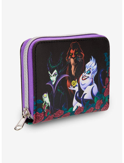 Loungefly Disney Villains Trio Roses Mini Zipper Wallet - US 9469