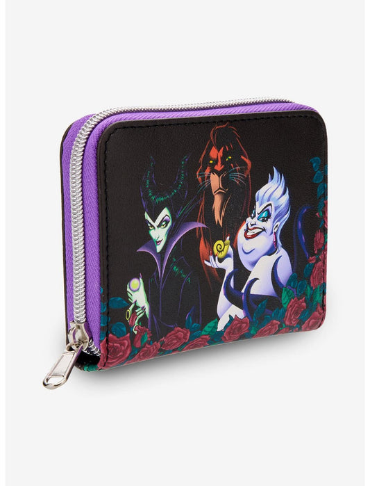 Loungefly Disney Villains Trio Roses Mini Zipper Wallet - US 9469