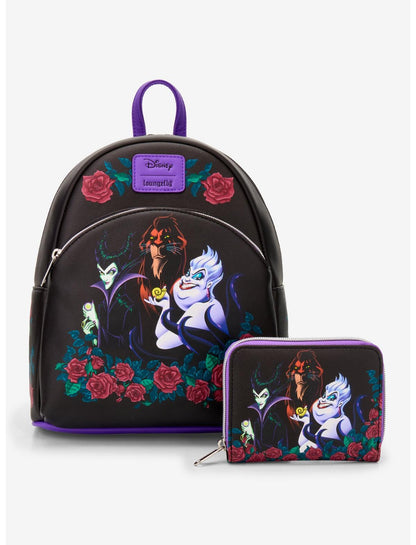 Loungefly Disney Villains Trio Roses Mini Zipper Wallet - US 9469