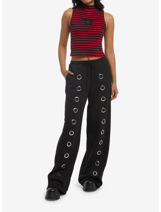 Black & Red Stripe Star Girls Tank Top - US 5634