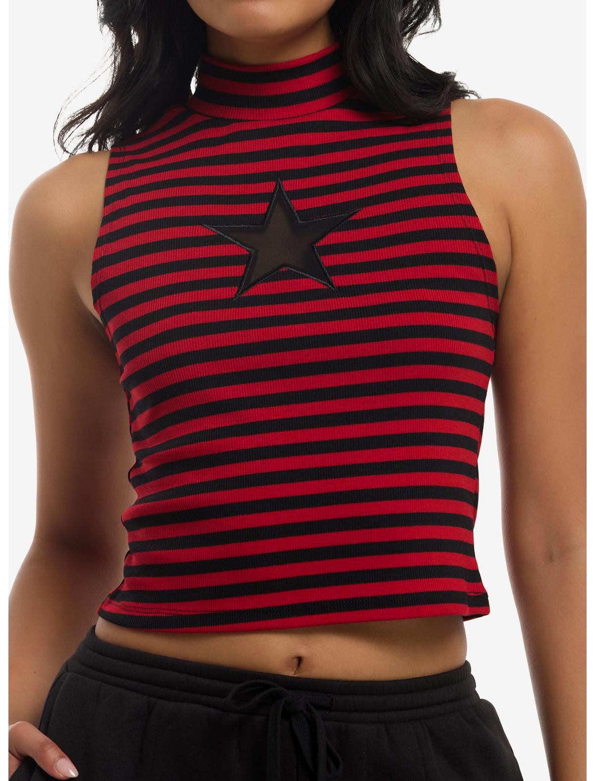Black & Red Stripe Star Girls Tank Top - US 5634