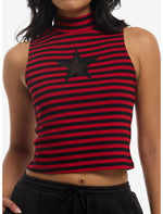 Black & Red Stripe Star Girls Tank Top - US 5634