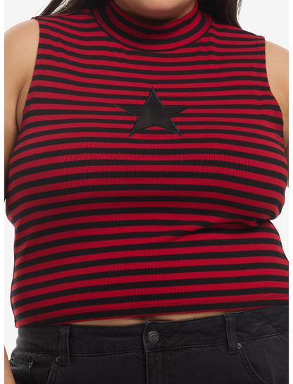 Black & Red Stripe Star Girls Tank Top Plus Size - US 1973