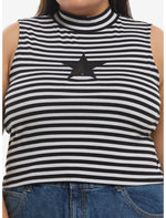 Black & White Stripe Star Girls Tank Top Plus Size - US 4176