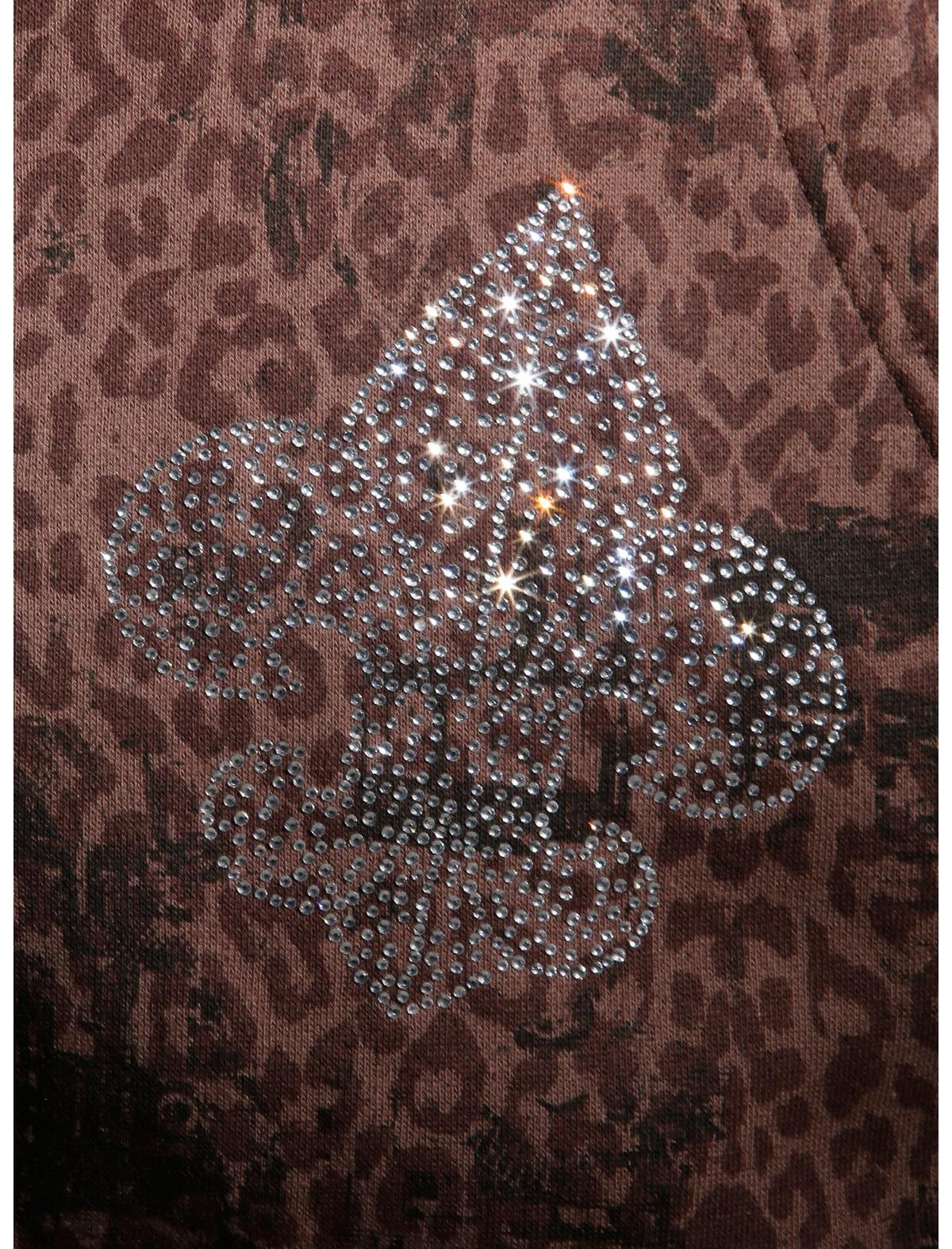 Brown Leopard Butterfly Skull Girls Hoodie Plus Size - US 3823