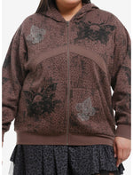 Brown Leopard Butterfly Skull Girls Hoodie Plus Size - US 3823