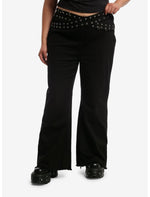 Grommet Wrap Belt Flared Pants Plus Size - US 9248