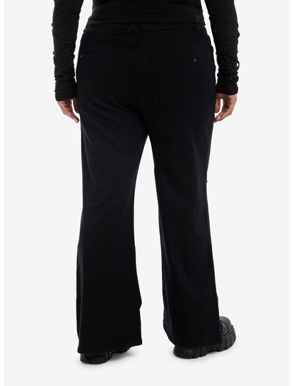 Black Safety Pin Flare Jeans Plus Size - US 7674