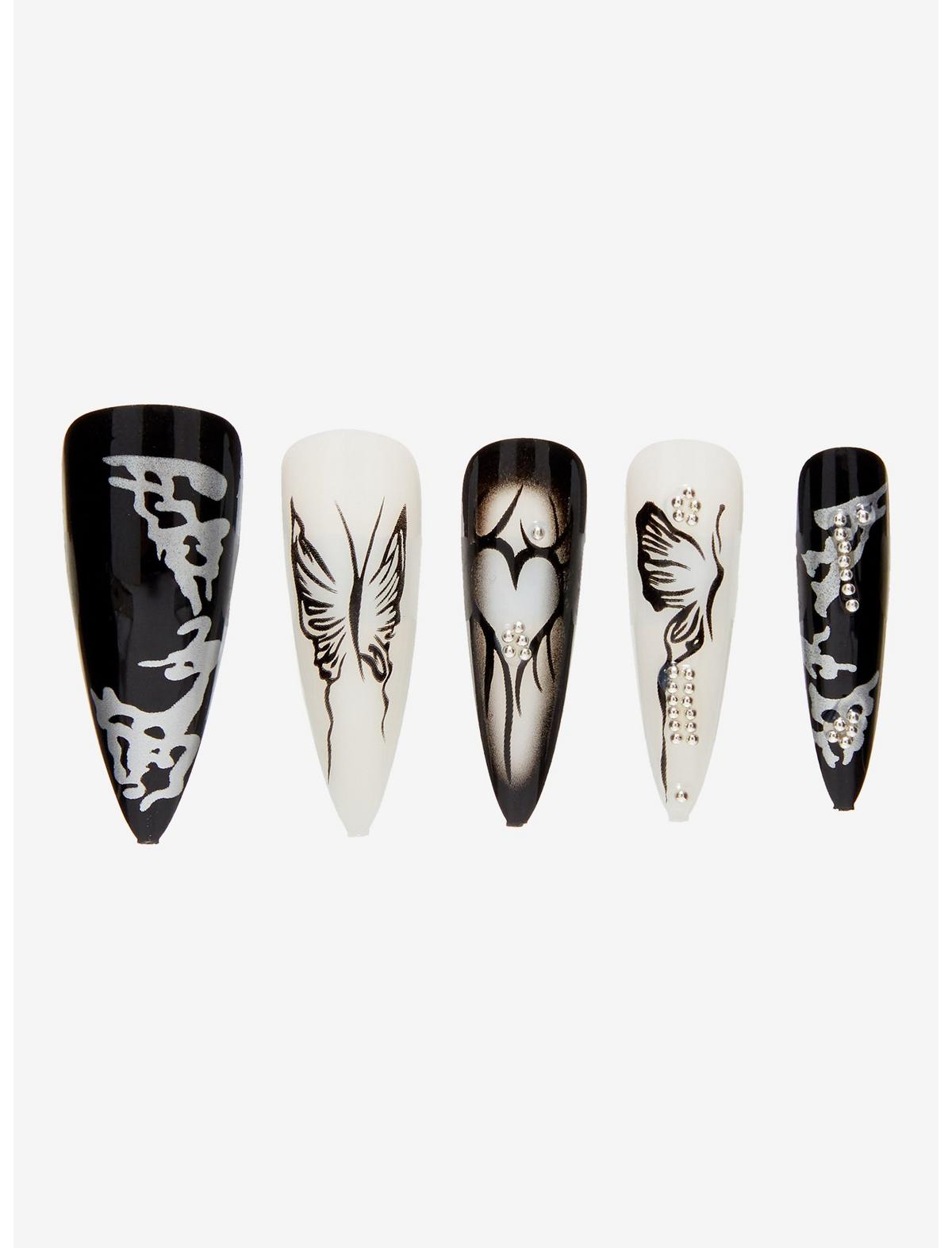 Blackheart Dark Chrome Butterfly Press-On Nail Set - US 1297