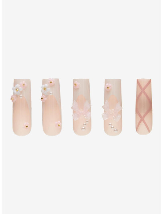 Blackheart Pink Sakura Bow Press-On Nail Set - US 7413