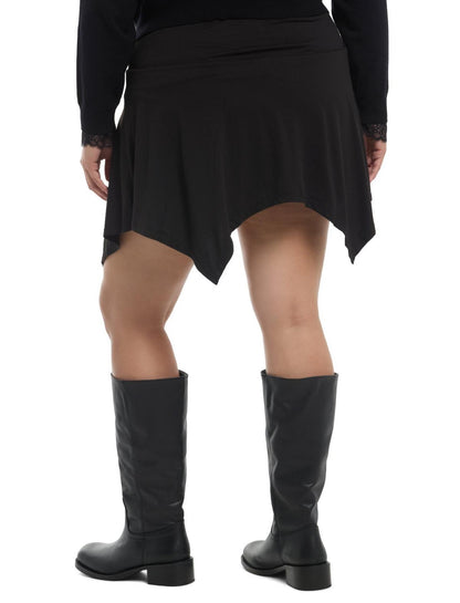 Cosmic Aura Black Hanky Hem Mini Skort Plus Size - US 6557