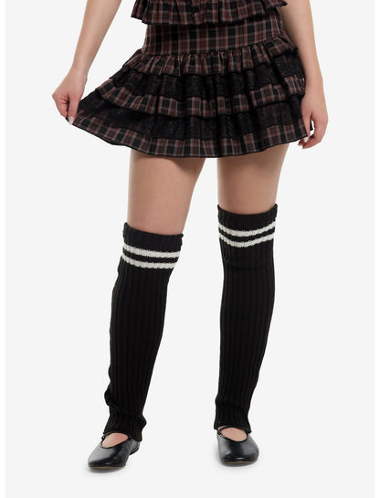Dark Red Plaid Ruffle Tiered Mini Skirt - US 5882