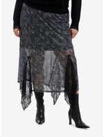 Cosmic Aura Spider Moth Celestial Mesh Midi Skirt Plus Size - US 9769