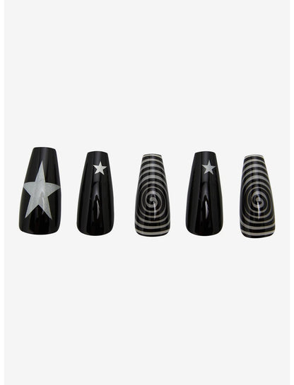 Blackheart Star Spiral Press-On Nail Set - US 8310