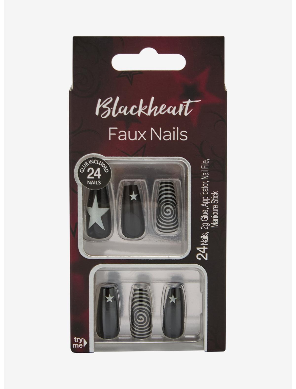 Blackheart Star Spiral Press-On Nail Set - US 8310