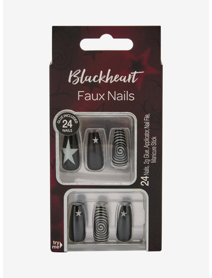 Blackheart Star Spiral Press-On Nail Set - US 8310