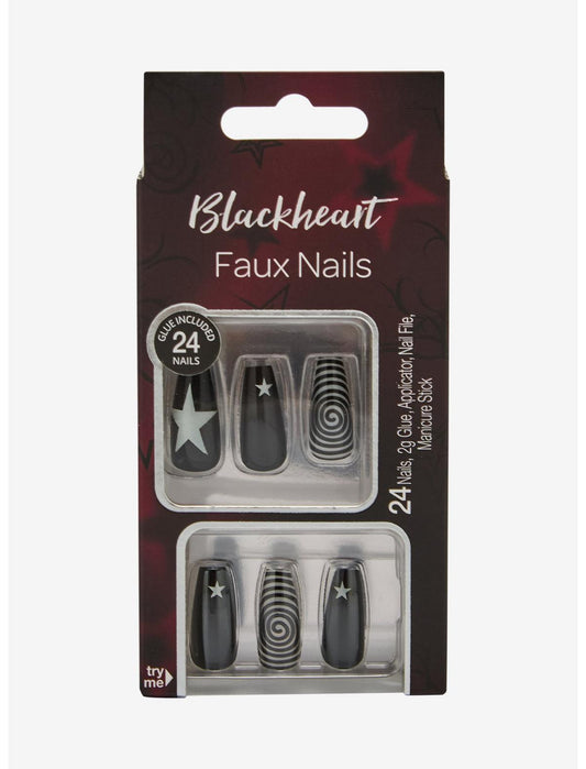 Blackheart Star Spiral Press-On Nail Set - US 8310