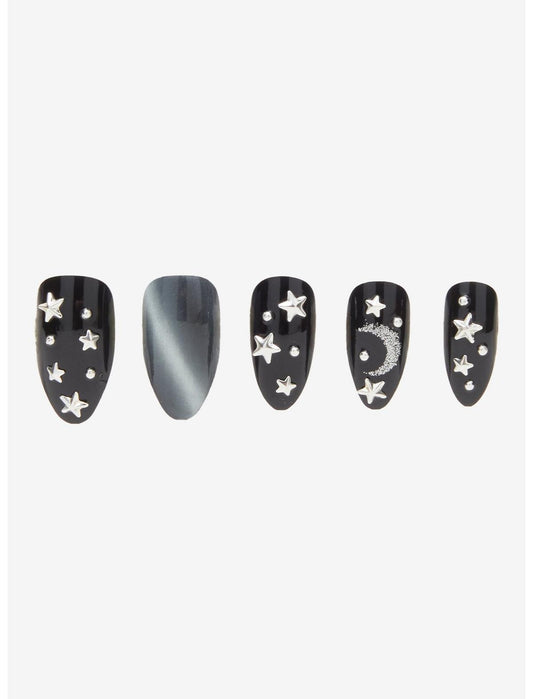 Blackheart Silver Celestial Press-On Nail Set - US 4111