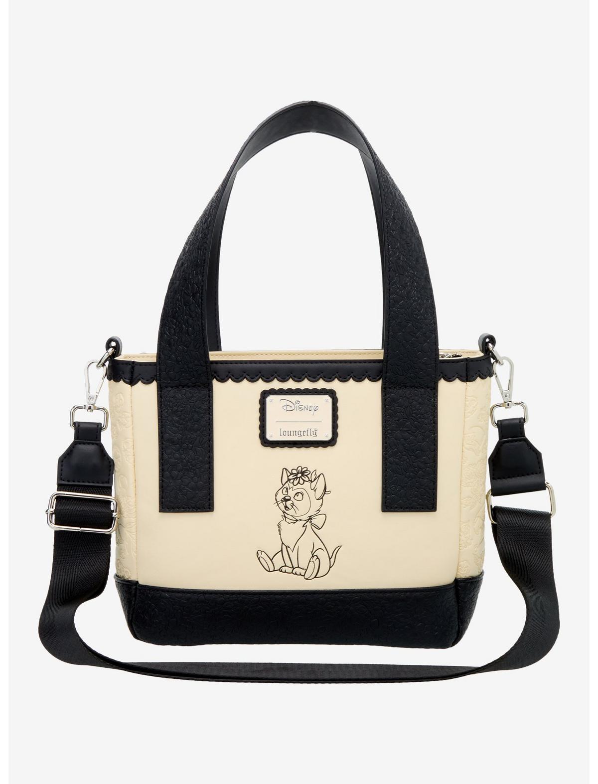 Loungefly Disney Alice In Wonderland Black & White Floral Crossbody Tote Bag - US 7804