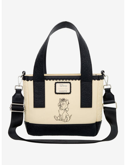 Loungefly Disney Alice In Wonderland Black & White Floral Crossbody Tote Bag - US 7804