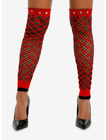 Black & Red Layered Fishnet Leg Warmers - US 4472