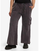 Grey Wash Side Chain Cargo Pocket Lounge Pants Plus Size - US 7424