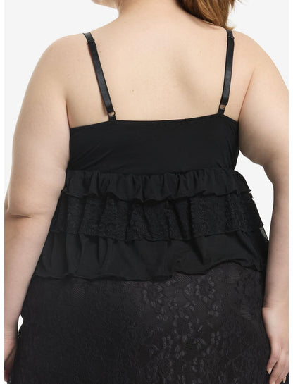 Cosmic Aura Black Tiered Cami Plus Size - US 8436