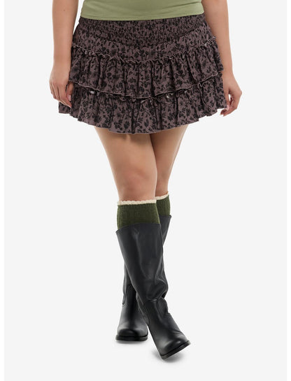 Cosmic Aura Mushroom & Spider Tiered Skort Plus Size - US 4491