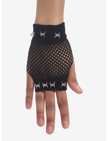 Barbed Wire Fishnet Fingerless Gloves - US 6354
