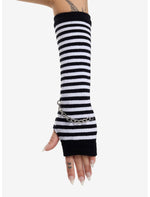 Black & White Stripe Chain Arm Warmers - US 8433