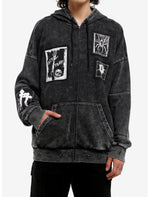 Gothic Patch Grommet Mineral Wash Hoodie - US 0245