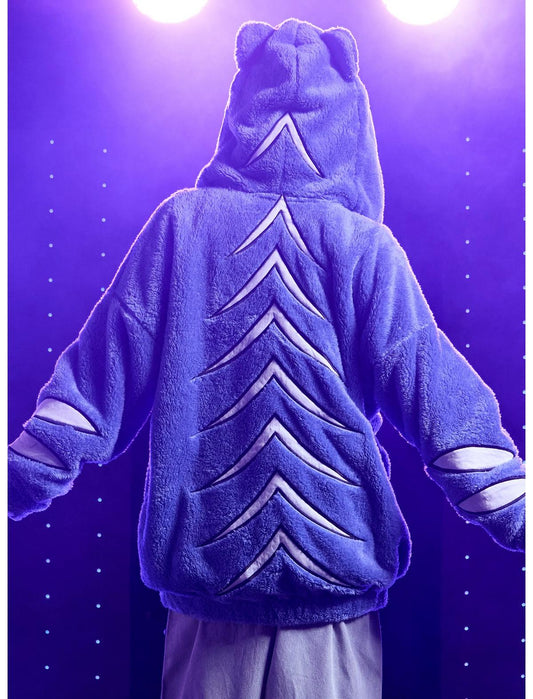 KPop Demon Hunters Derpy Tiger Character Patch Girls Fuzzy Hoodie - US 1808