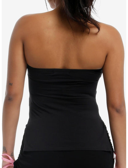Black Side Slit Girls Tube Top - US 0049