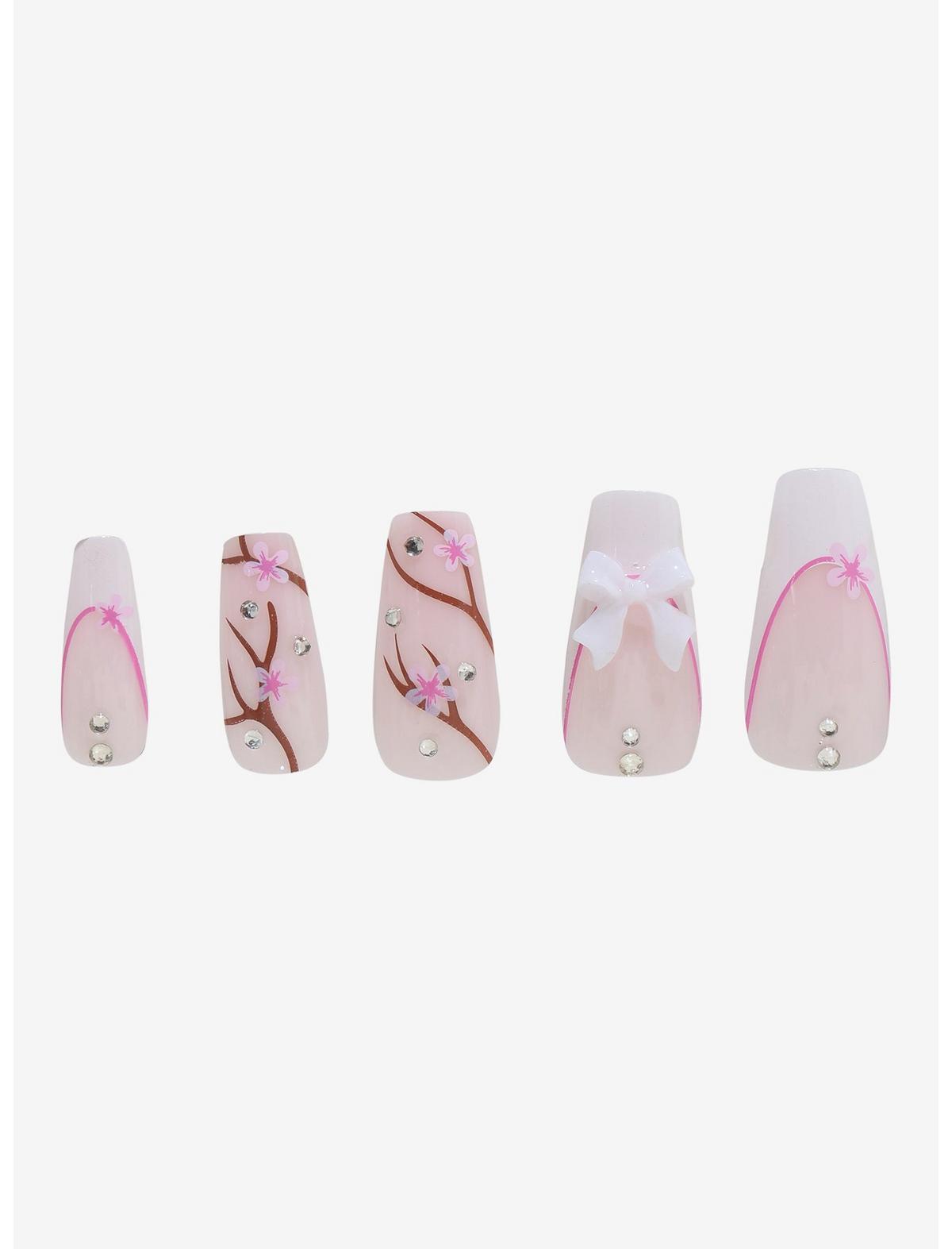 Blackheart Cherry Blossom Bow Press-On Nail Set - US 8828