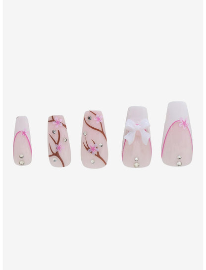 Blackheart Cherry Blossom Bow Press-On Nail Set - US 8828