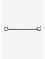 14G Steel Silver CZ Gem Industrial Barbell - US 4910