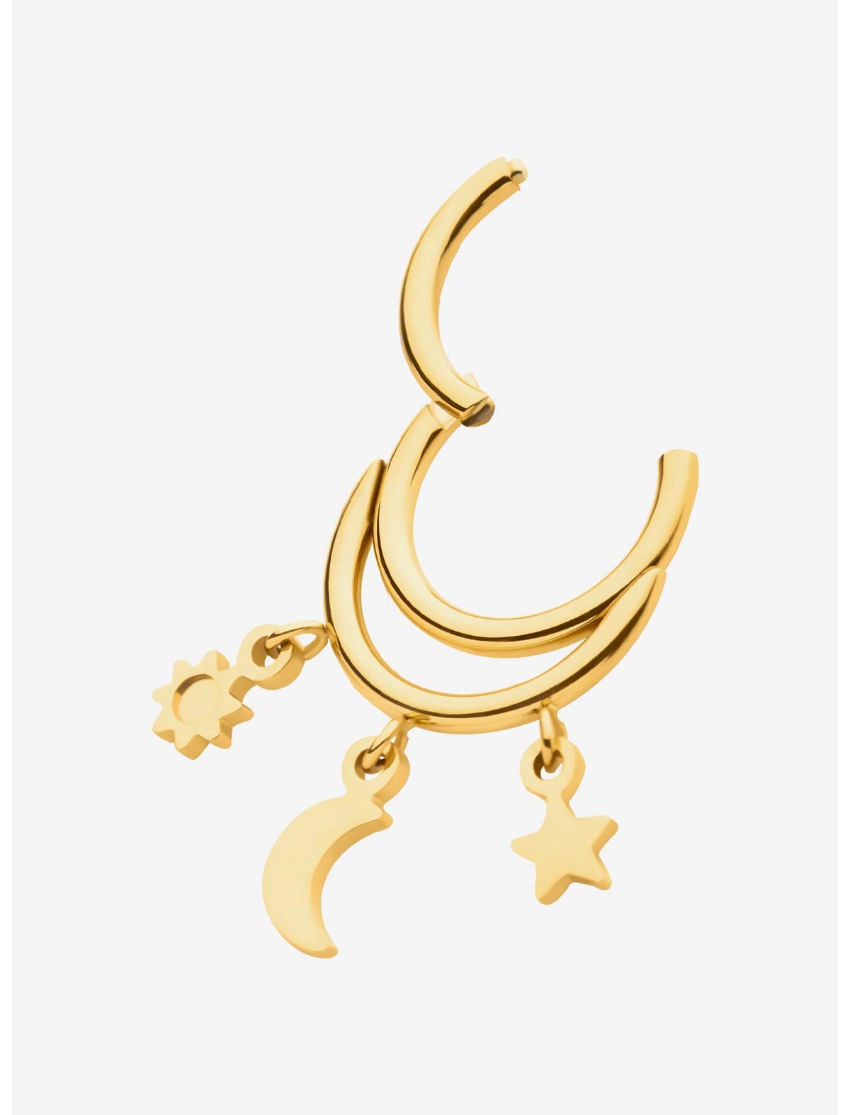 16G Steel Gold Moon & Star Hinged Clicker - US 9246