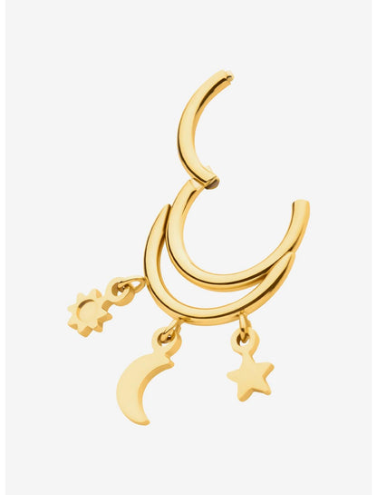 16G Steel Gold Moon & Star Hinged Clicker - US 9246