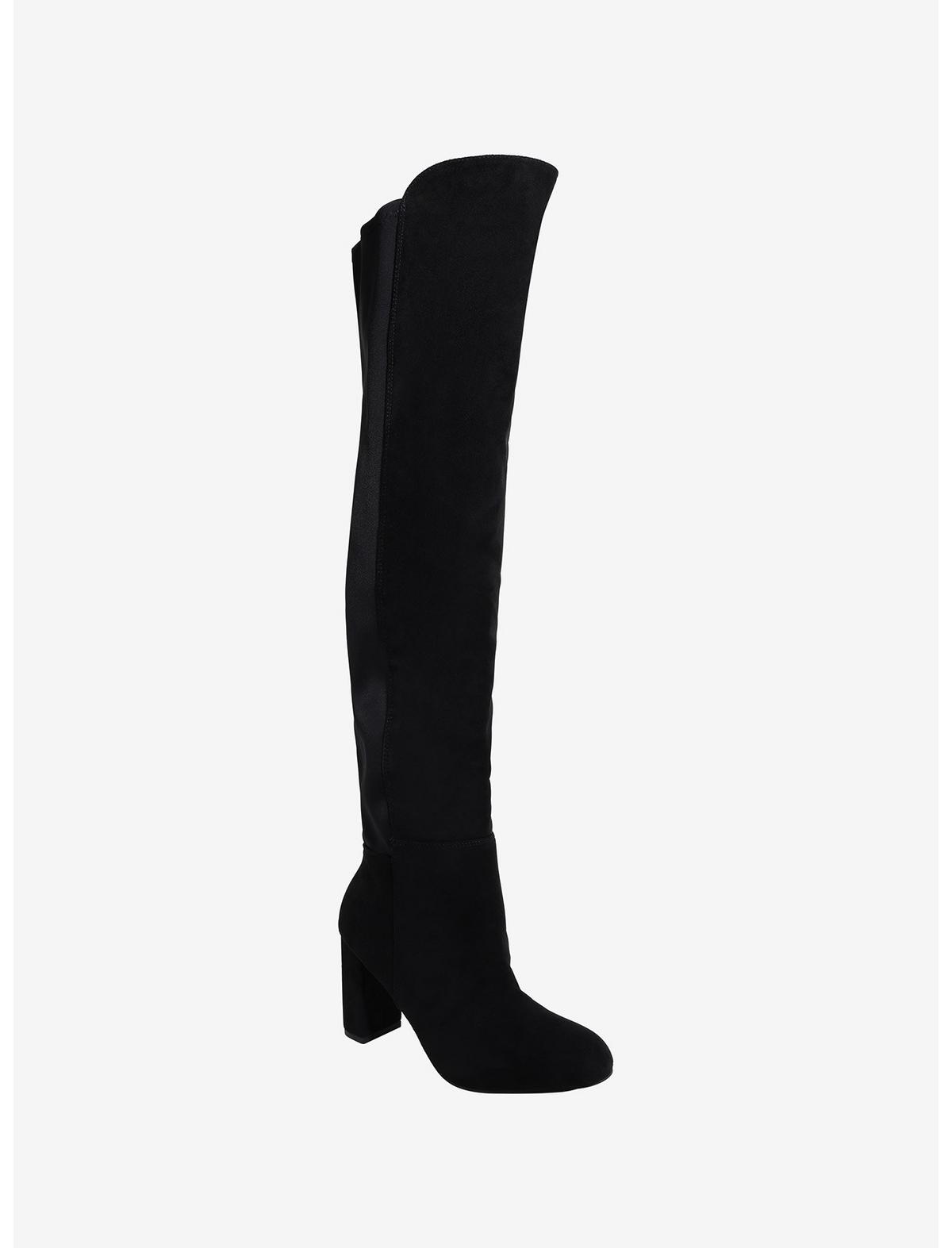 Chinese Laundry Black Faux Suede Thigh-High Boots - US 0556
