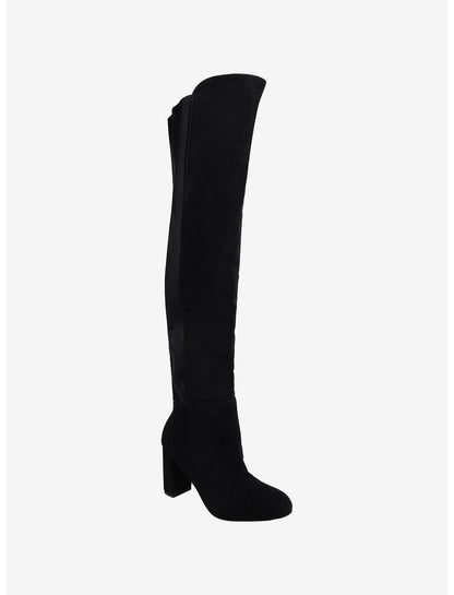 Chinese Laundry Black Faux Suede Thigh-High Boots - US 0556