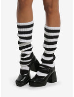 Black & White Stripe Slouchy Socks - US 7297