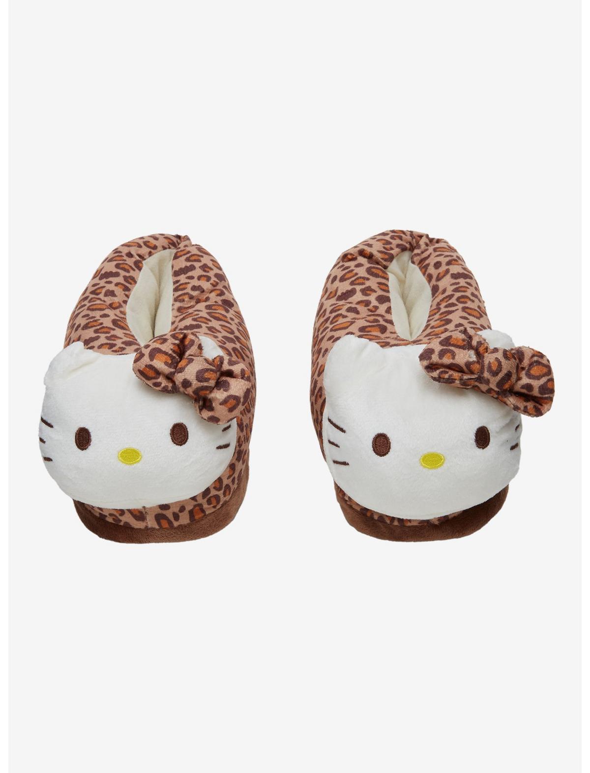 Hello Kitty Leopard Print Plush Slippers - US 1940