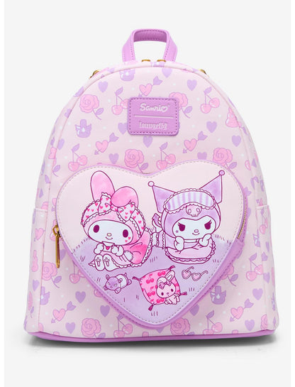 Loungefly My Melody & Kuromi Sleepover Heart Mini Backpack - US 0567