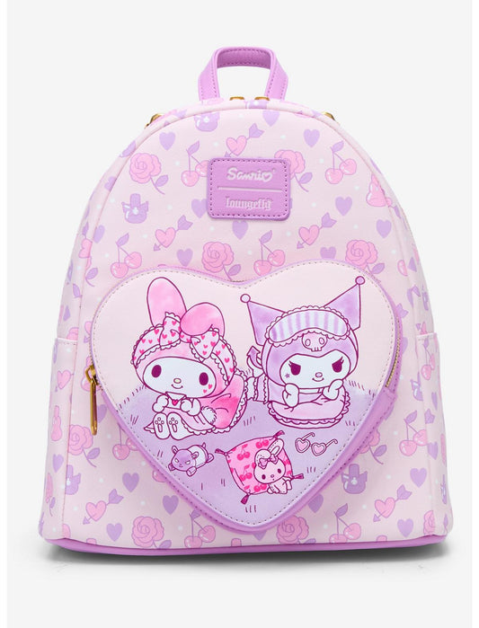 Loungefly My Melody & Kuromi Sleepover Heart Mini Backpack - US 0567