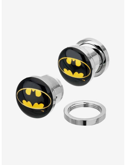 DC Comics Black Yellow Batman Logo Screw Fit Plug - US 0391