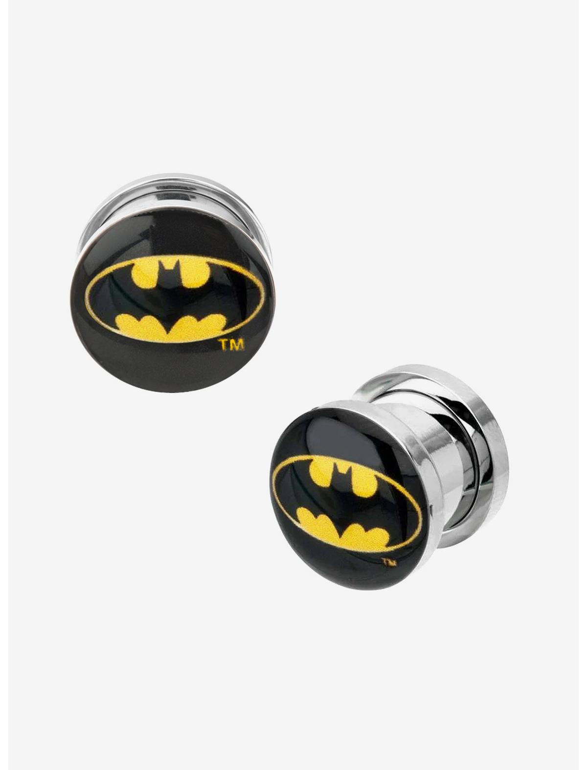 DC Comics Black Yellow Batman Logo Screw Fit Plug - US 0391