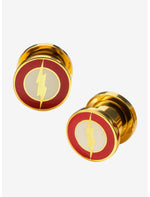 DC Comics Flash Logo Front Screw Fit Gold PVD Steel Plug - US 8107