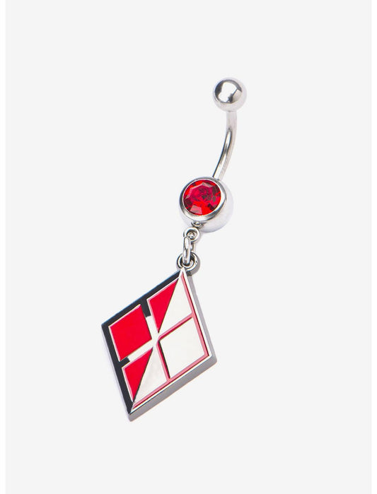 DC Comics Harley Quinn Logo Stainless Steel Dangle Navel Ring - US 5274